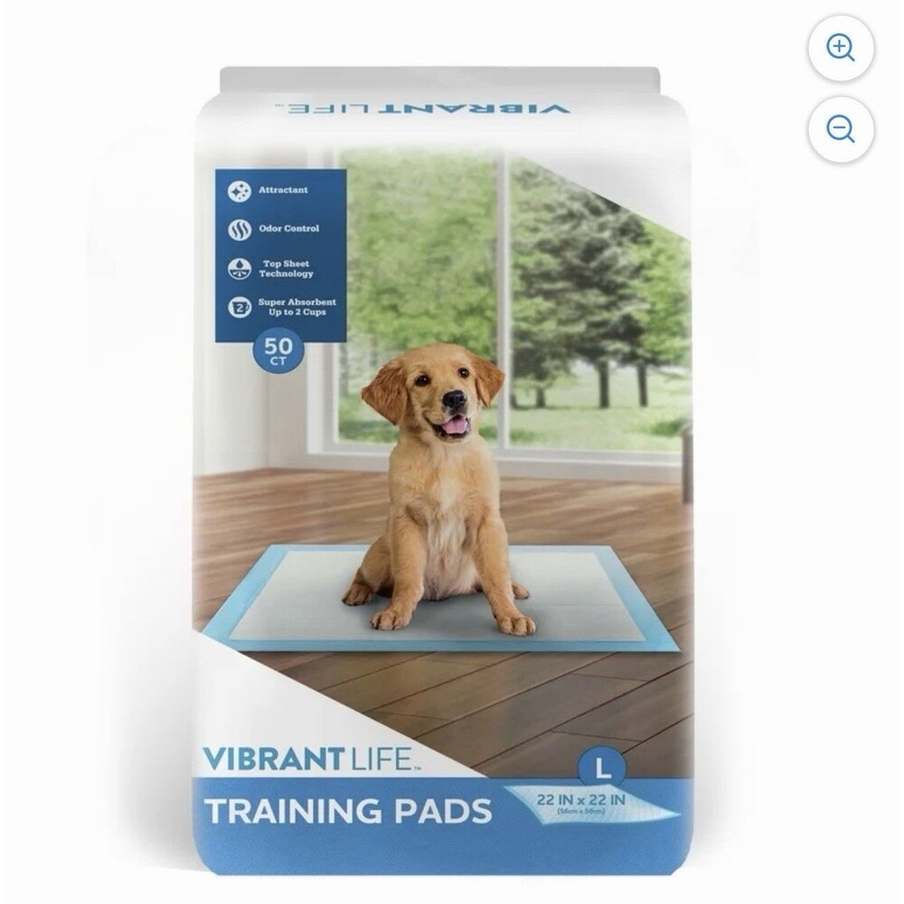 Vibrant Life Large 5-Layer Pet Training Pads, 22” x 22”, 50 Count